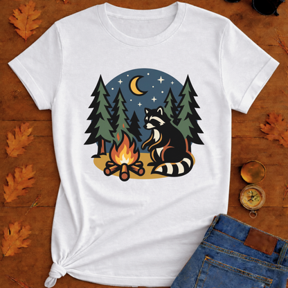 Raccoon Warning Campfire T-Shirt — Funny Camping Graphic Tee