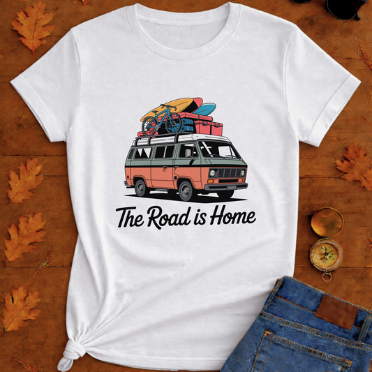 Rolling Camper Van T-Shirt — Retro Road Trip Outdoor