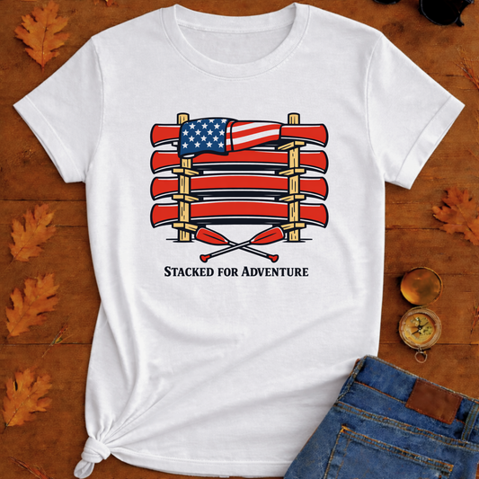 Stacked for Adventure Canoe T-Shirt