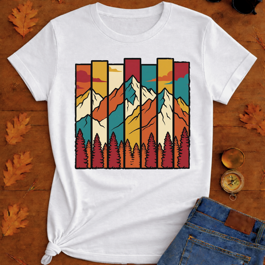 Vintage Mountain Bar Graphic T-Shirt — Pine Forest Peaks Tee