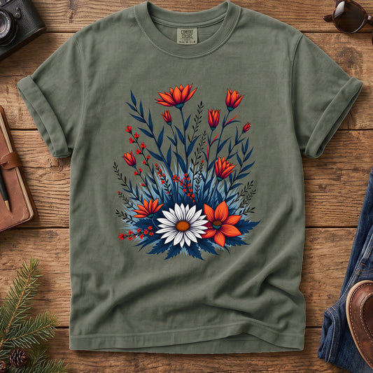 Wildflower Garden Tee – additional angle showing wildflower garden print