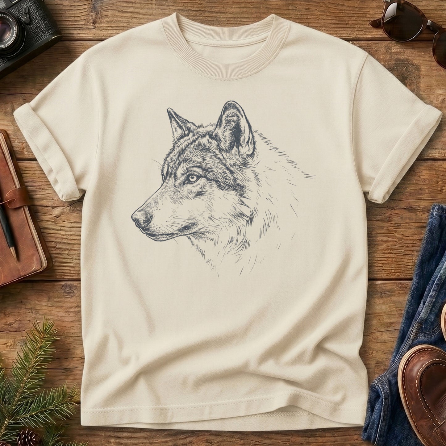 Wolf Wilderness Tee – wolf wilderness graphic on Ivory Comfort Colors t-shirt