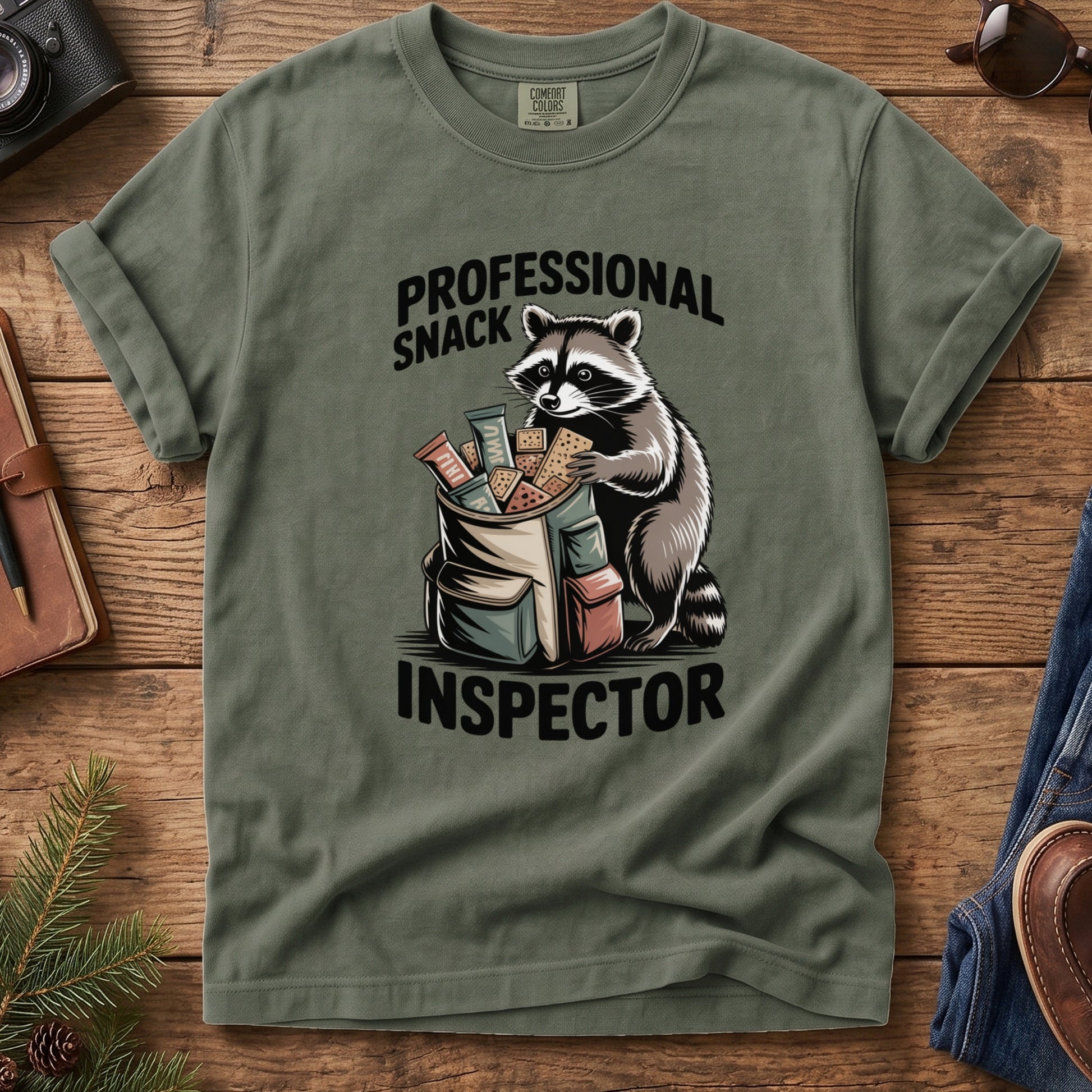 Professional Snack Inspector Tee – folded flat lay of Softstyle fabric