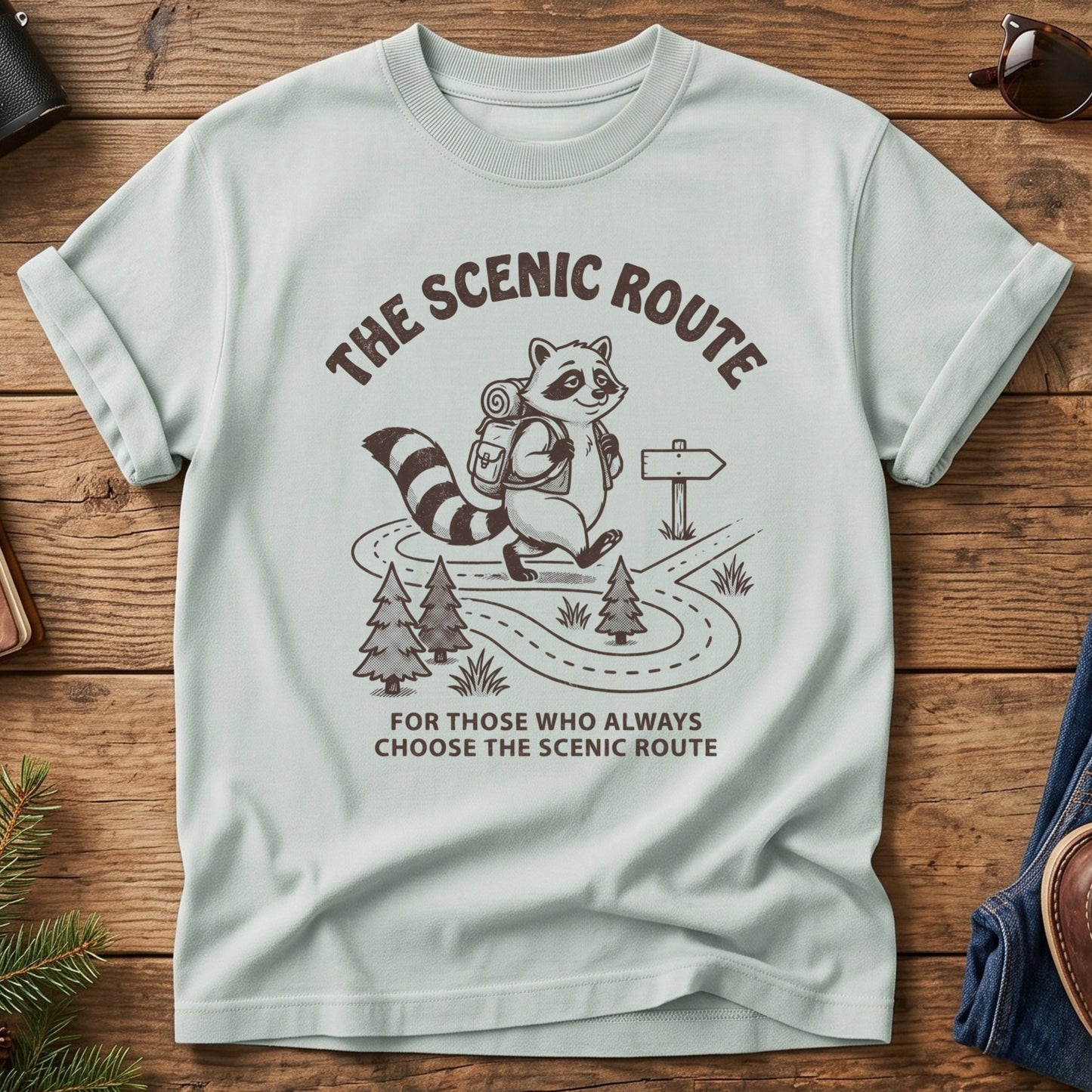 The Scenic Route Raccoon Hiking Tee – product photo 2