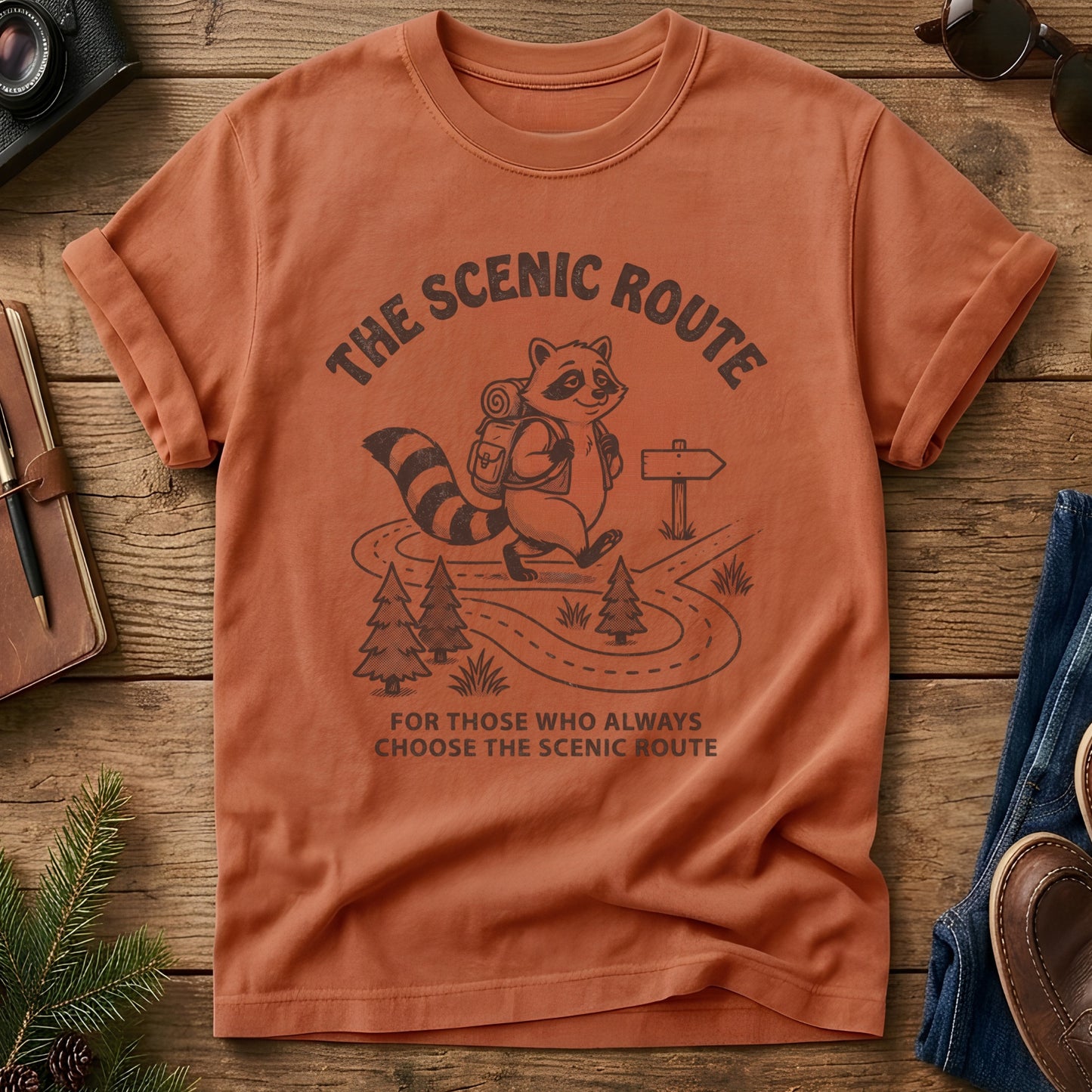 The Scenic Route Raccoon Hiking Tee – product photo 4