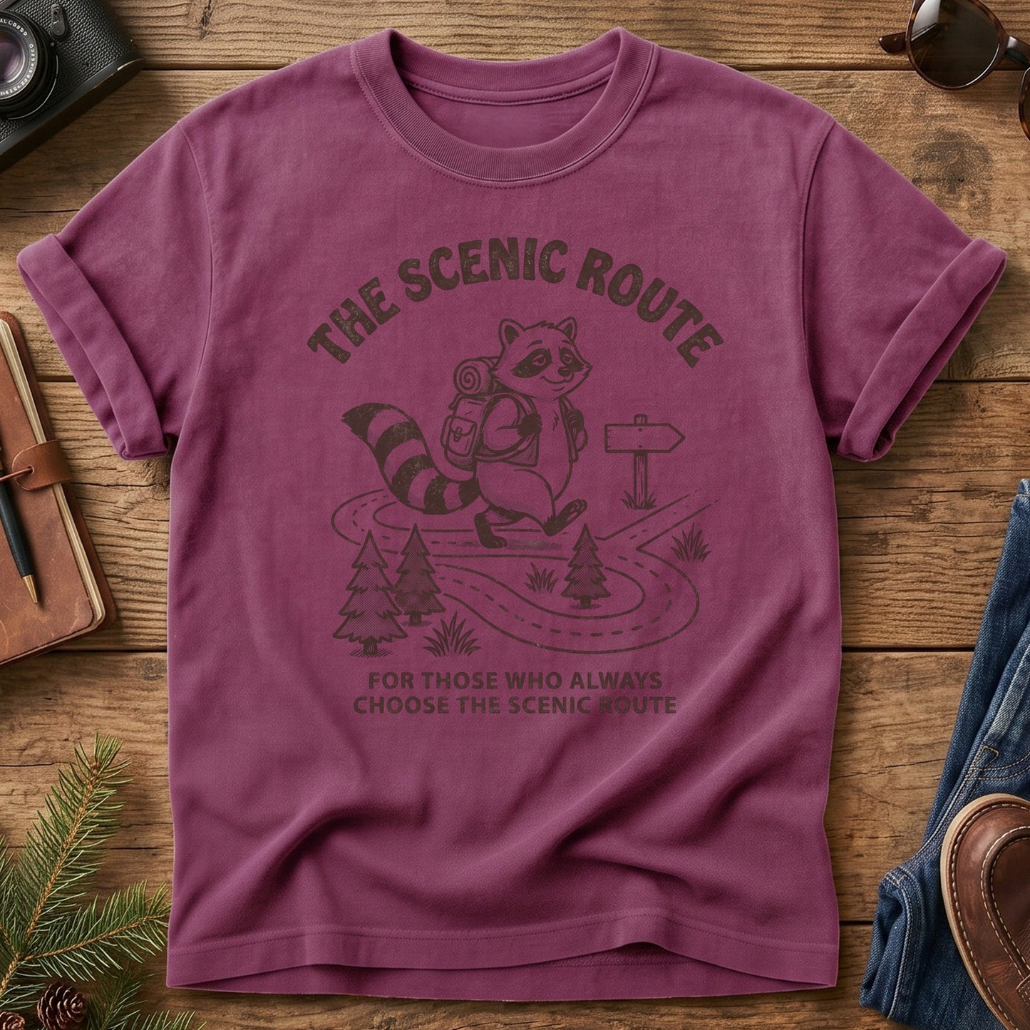 The Scenic Route Raccoon Hiking Tee – product photo 3